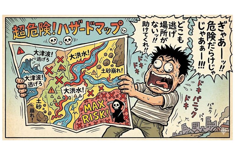 ハザードマップに困惑しているイメージ